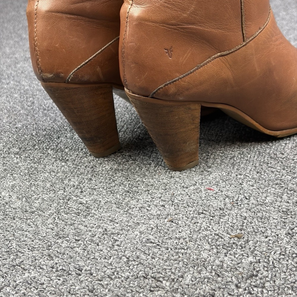 Vintage Frye Tall Campus Boots Cognac Brown Leather Heeled Women's 8 USA Boho - Picture 5 of 16